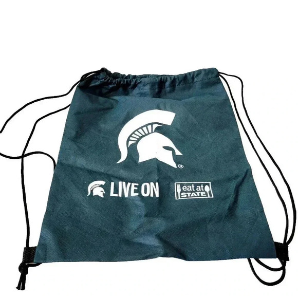 Michigan State University Spartans Book Bag Tote Bag Live On Eat as State Green - Picture 1 of 1